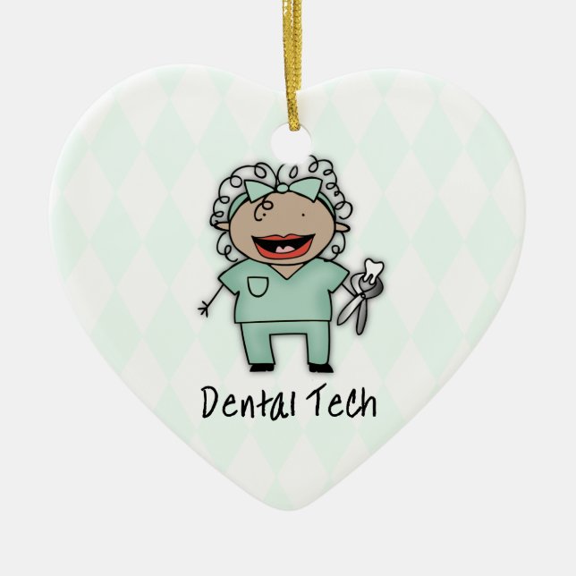 Adorno De Cerámica Tecnología del dentista de la mujer del empleo (Frente)