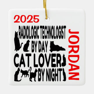 Adorno De Cerámica Tecnólogo radiológico ama a PERSONALIZADO de gatos