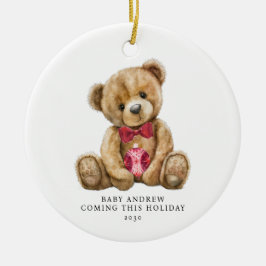 Adorno De Cerámica Teddy Bear Holiday Baby Invitación Keepsake