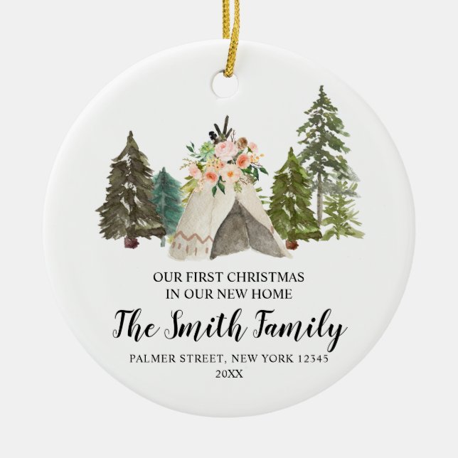 Adorno De Cerámica Teepee Nuestros primeros Navidades en nuestro nuev (Frente)