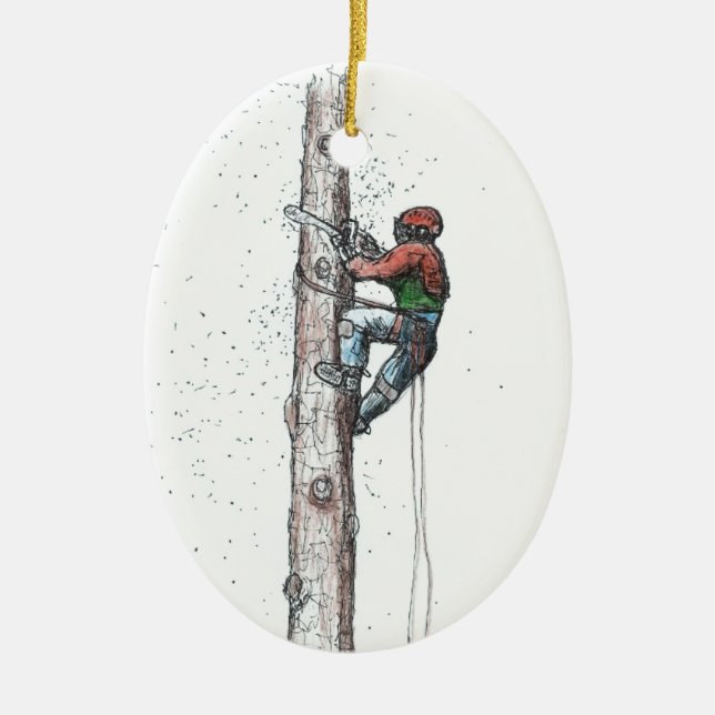 Adorno De Cerámica Tegando al cirujano arborista (Frente)