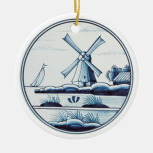 Adorno De Cerámica Teja azul tradicional holandesa
