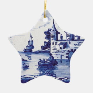 Adorno De Cerámica Teja azul tradicional holandesa