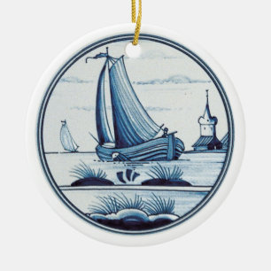 Adorno De Cerámica Teja azul tradicional holandesa