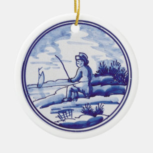 Adorno De Cerámica Teja azul tradicional holandesa