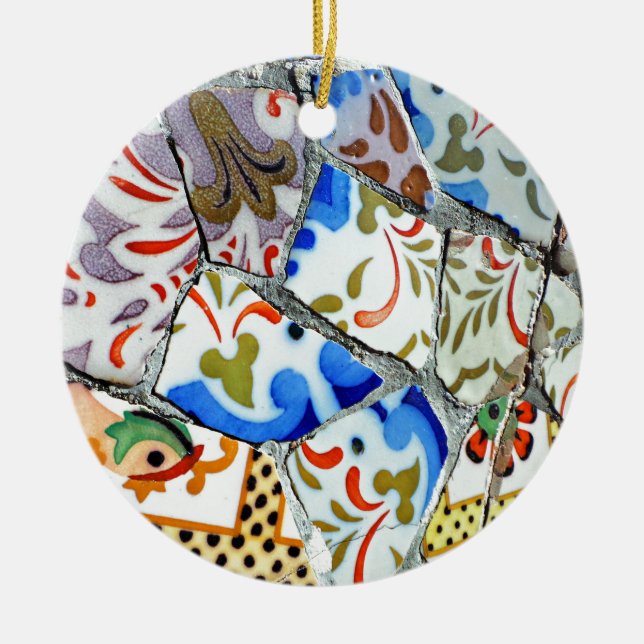 Adorno De Cerámica Tejas de mosaico de Guell del parque de Gaudi (Frente)