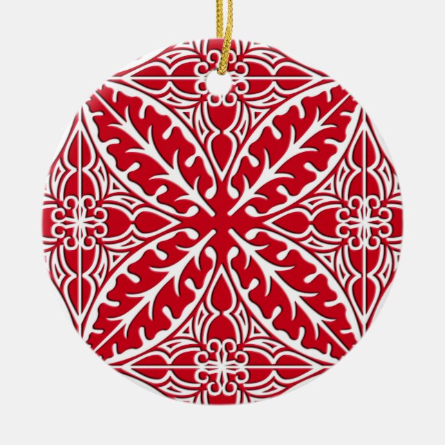 Adorno De Cerámica Tejas marroquíes - rojo oscuro y blancas (Frente)