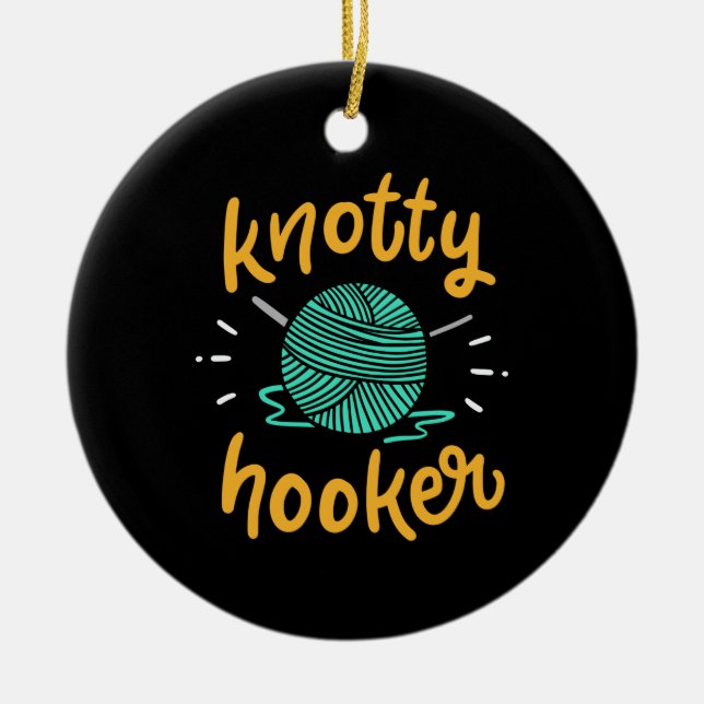 Adorno De Cerámica Tejido de crocheting para un croqueter (Frente)