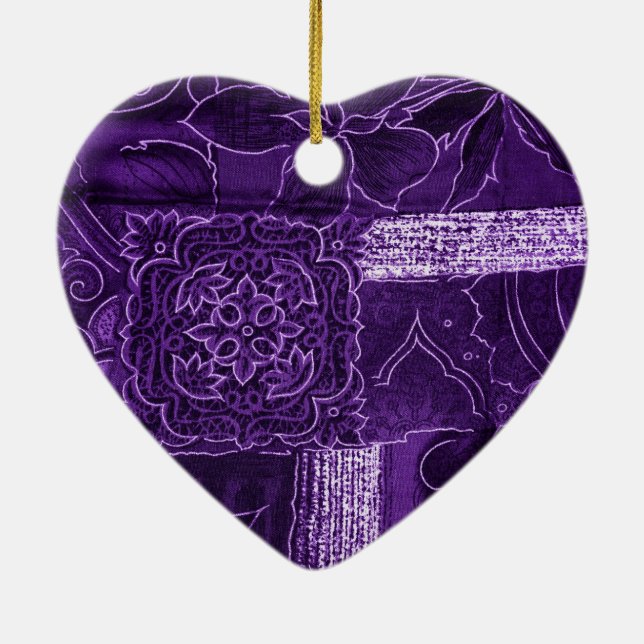 Adorno De Cerámica Tejido de rebanado morado floral (Atrás)