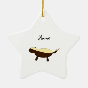 Adorno De Cerámica Tejón de miel lindo conocido personalizado