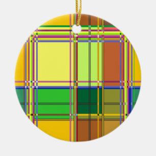 Adorno De Cerámica Tela Colorida Caribeña Madras Tartán