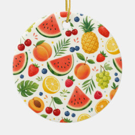 Adorno De Cerámica Tela de patrón de frutas de verano | Sandía tropic