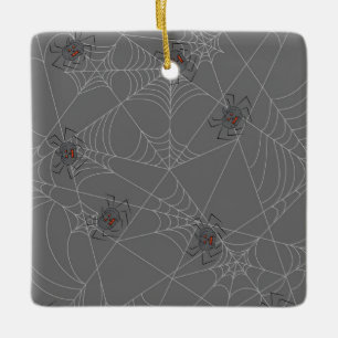 Adorno De Cerámica telaraña y calabazas de Halloween