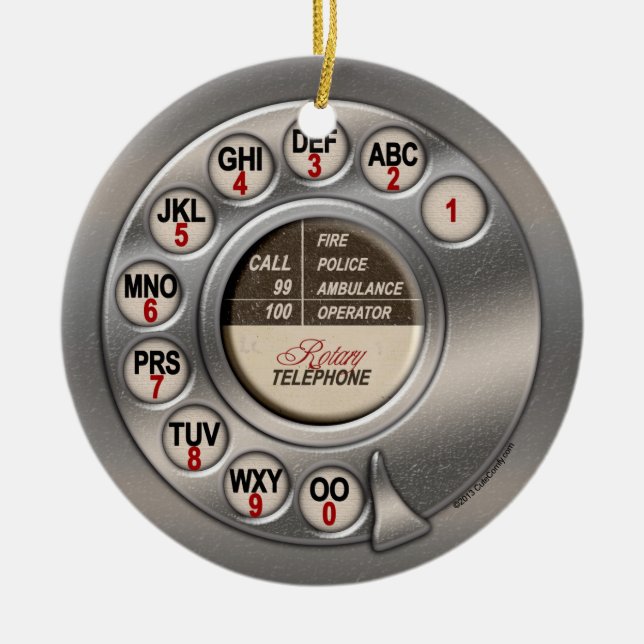 Adorno De Cerámica Teléfono rotativo de época (Frente)