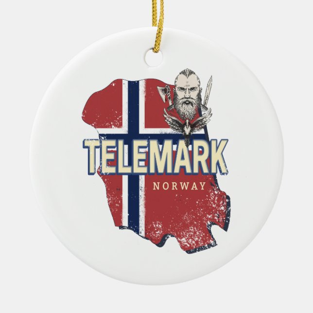 Adorno De Cerámica Telemark Provincia de Noruega Mapa de recuerdo de  (Frente)