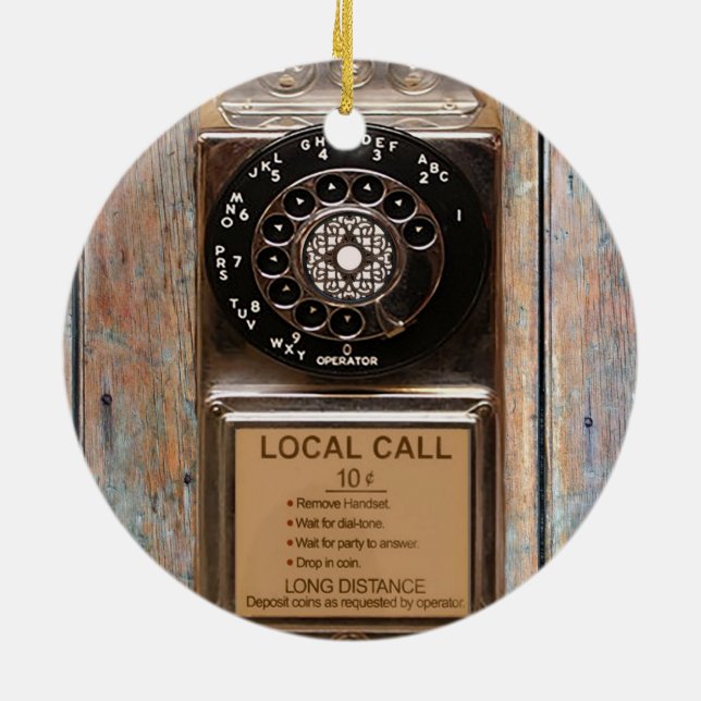 Adorno De Cerámica Telephone antique rotary pay phone rugged (Atrás)