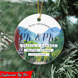 Adorno De Cerámica Telluria acuarela Colorado Nuestra Primera Navidad