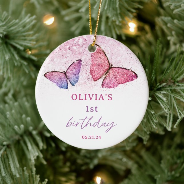 Adorno De Cerámica Tema de la mariposa Primer Día del Favor (Árbol)