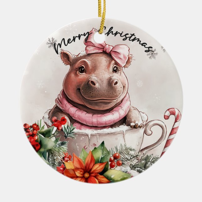 Adorno De Cerámica Tema de los Navidades de Hippo (Frente)