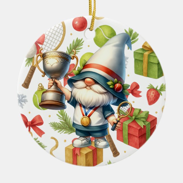 Adorno De Cerámica Tema de los Navidades de tenis (Frente)