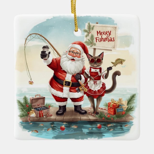 Adorno De Cerámica Tema de los Navidades pesqueros (Anverso)