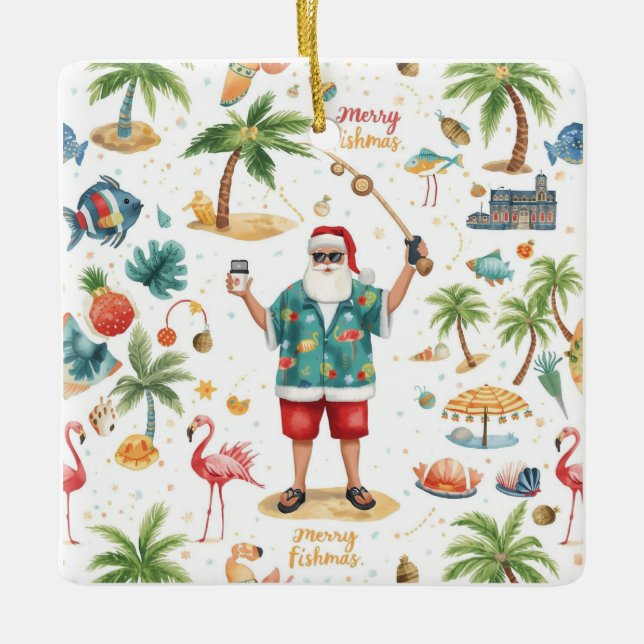 Adorno De Cerámica Tema de los Navidades pesqueros (Anverso)