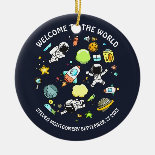 Adorno De Cerámica Tema del espacio ultraterrestre en Guay - Astronau (Frente)