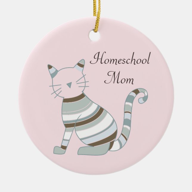 Adorno De Cerámica Tema del gato de Homeschool Mom (Frente)