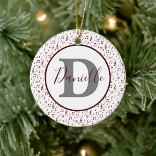 Adorno De Cerámica Tema musical rojo personalizado