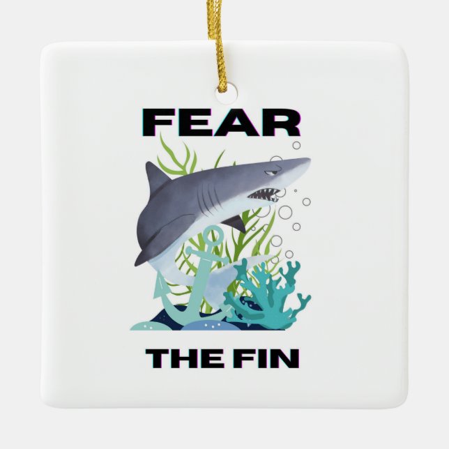 Adorno De Cerámica temer al tiburón aleta (Anverso)