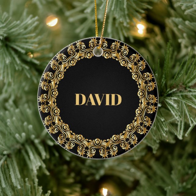 Adorno De Cerámica TEMPLATE, Name, Decorative gold frame (Árbol)