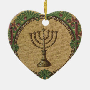 Adorno De Cerámica Templo antiguo Menorah del mosaico