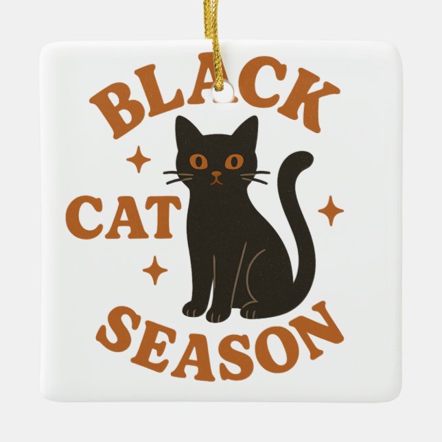 Adorno De Cerámica Temporada de gatos negros (Anverso)