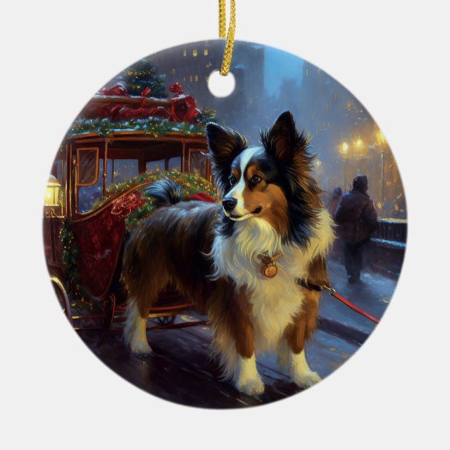 Adorno De Cerámica Temporada festiva de los Navidades Papillon (Frente)