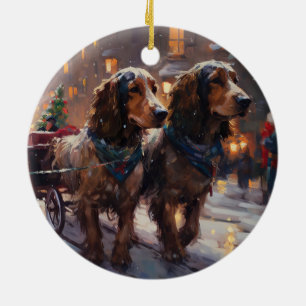 Adorno De Cerámica Temporada festiva de Navidad del Cocker Spaniel in