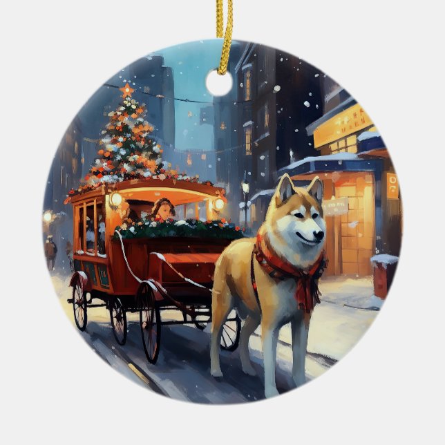 Adorno De Cerámica Temporada festiva de Navidades Akita (Frente)