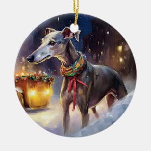Adorno De Cerámica Temporada festiva de Navidades de Greyhound