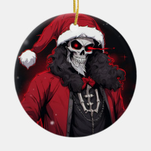 Adorno De Cerámica Temporada navideña Guay Skull Santa Bone Tuxedo
