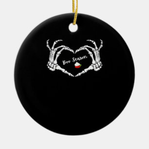 Adorno De Cerámica Temporada Skeleton Hand Heart Boo Classic