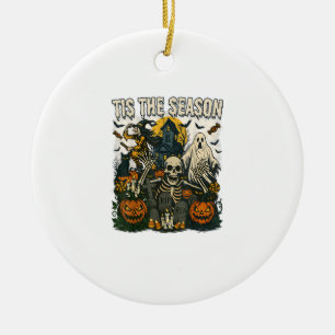 Adorno De Cerámica Temporada Vintage de Halloween Skeleton Retro