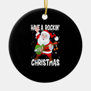Adorno De Cerámica Ten A Los Navidades Rockin Guitarista Guitar Funny