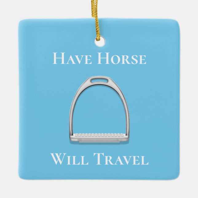 Adorno De Cerámica "Ten Horse Will Travel" Stirrup Iron Blue (Anverso)