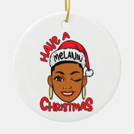 Adorno De Cerámica Tener Navidades de melanina Chica negro sista mági
