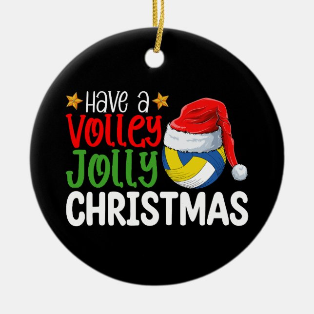 Adorno De Cerámica Tener vacaciones de voleibol Navidad (Frente)