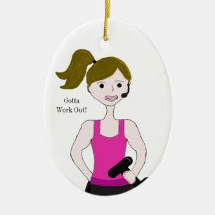 Adorno De Cerámica Tengo que hacer ejercicio Mujer Pelo Castaño Levan