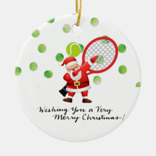 Adorno De Cerámica Tenis Feliz Navidad con Santa Claus