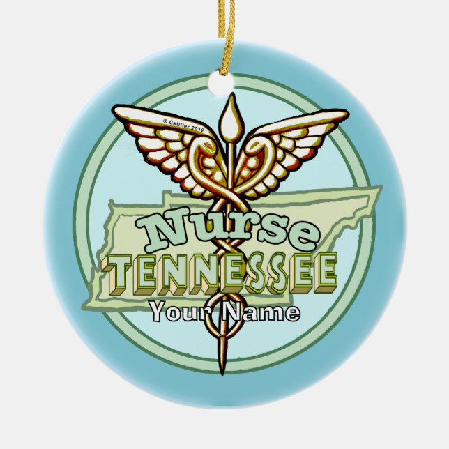 Adorno De Cerámica Tennessee Nurse Caduceus (Frente)