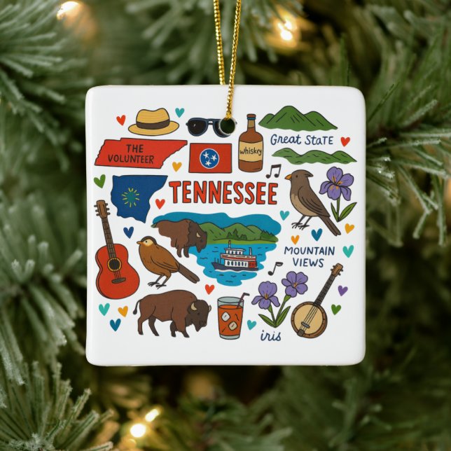 Adorno De Cerámica Tennessee Personalizado Viaje de familia Navidades (Árbol)