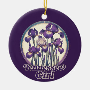Adorno De Cerámica Tennessee Purple Iris Flower Art