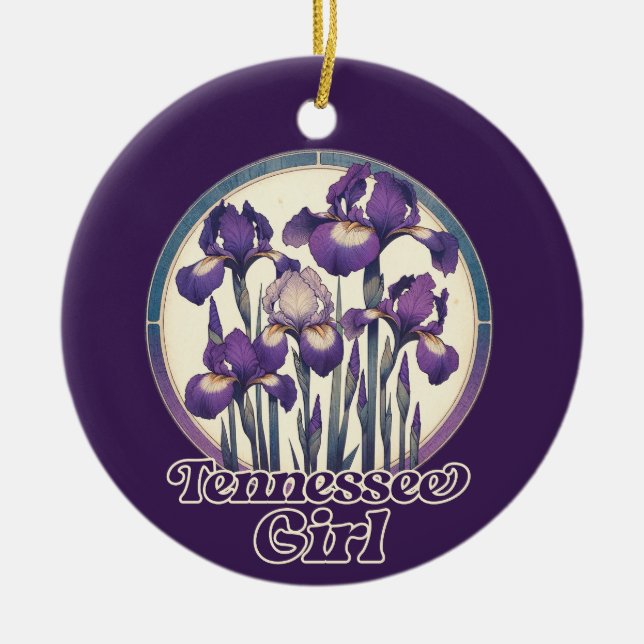 Adorno De Cerámica Tennessee Purple Iris Flower Art (Frente)